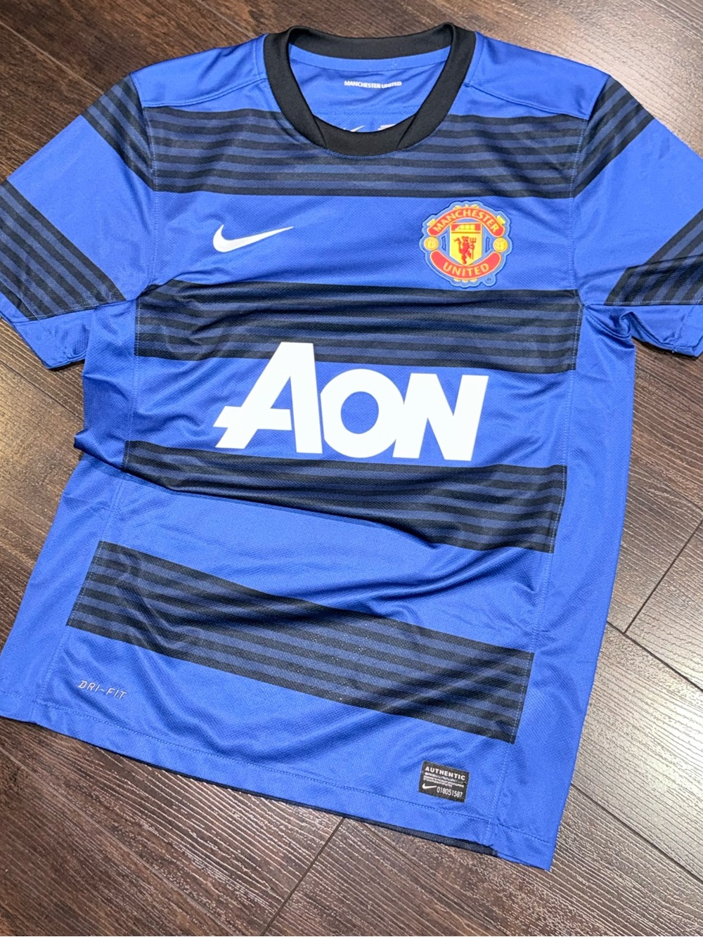 Nike Manchester United 2011-12 Away Jersey Blue Black Aon Mens Size S 423935-403